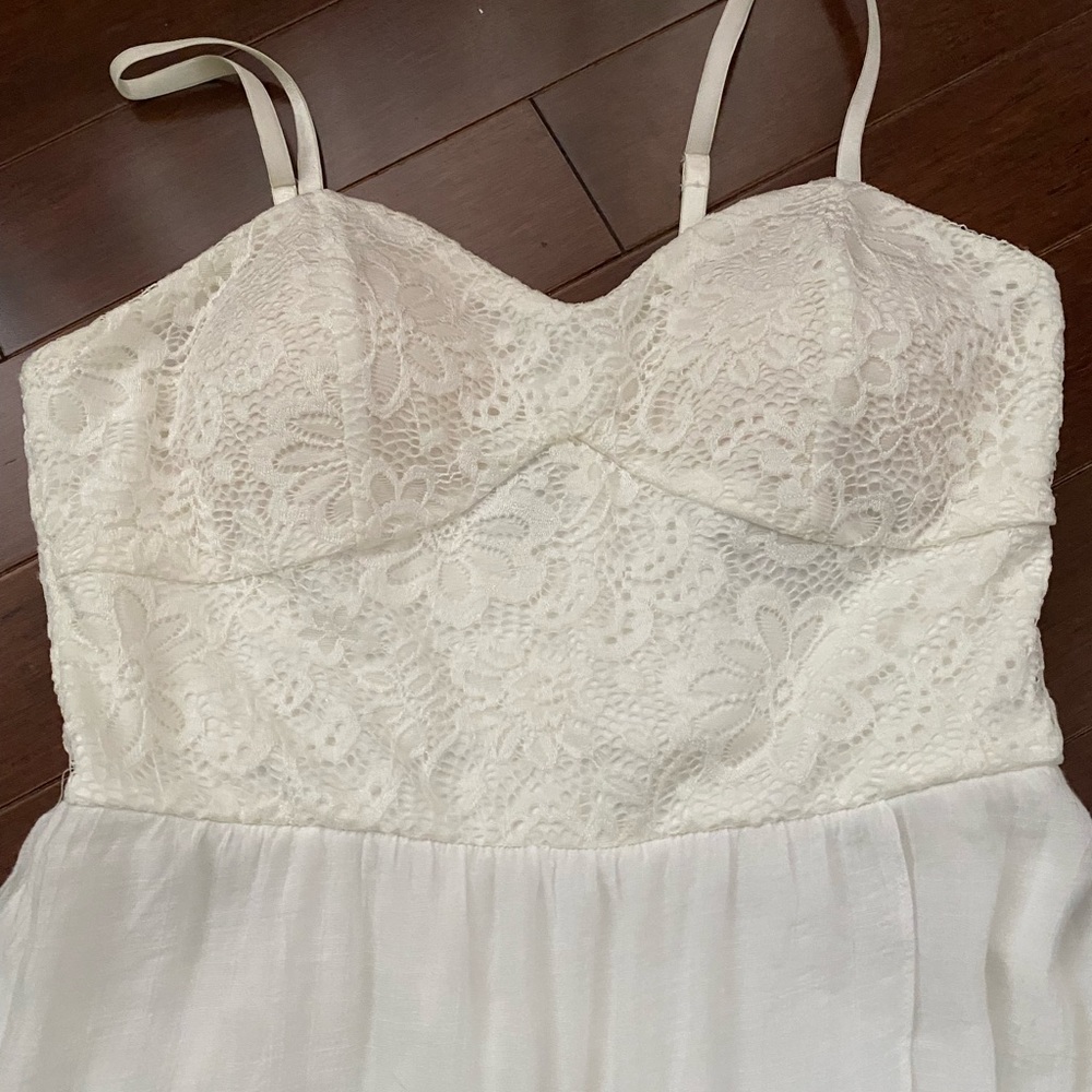 Woman’s spaghetti strapped high low Off white summer dress - Picture 3 of 7